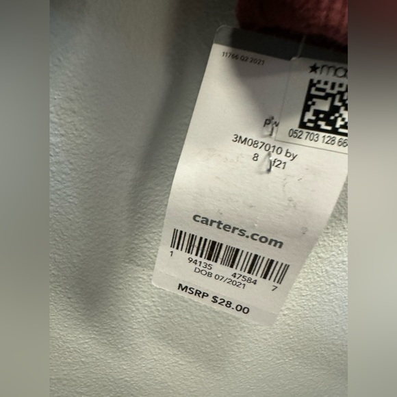 New Carters Brick Red Zip Up Hoodie for Youth - Picture 4 of 5